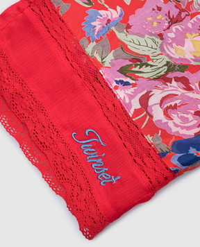 Twinset Children's red silk pants with a floral print GS82E2610
