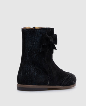 Zecchino D'oro Children's black suede boots with a bow N101631722