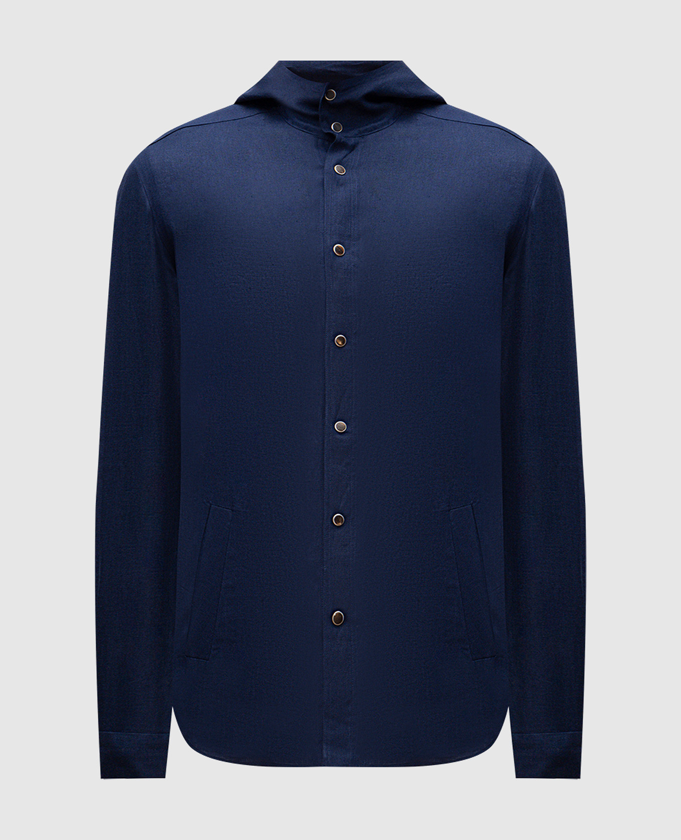 

Blue linen shirt with hood Kiton