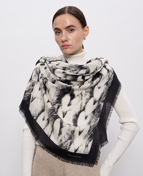 Givenchy Black wool and silk print scarf 710009369001