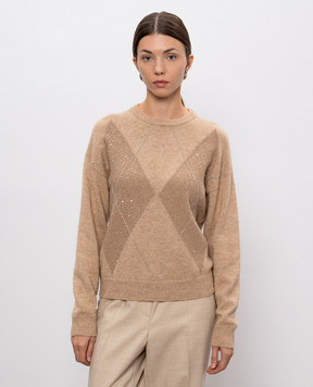 Peserico Beige wool, silk and cashmere jumper with sequins S99391F079283H