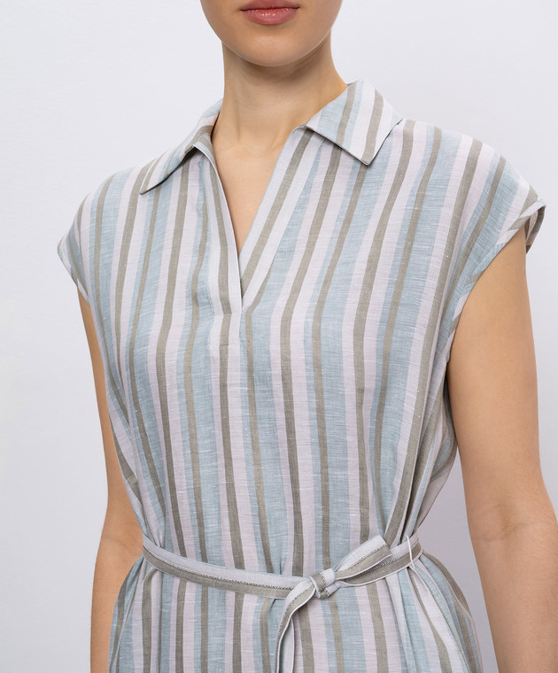 Peserico - Green striped linen dress S02199A06852 - shop with European  delivery at Symbol