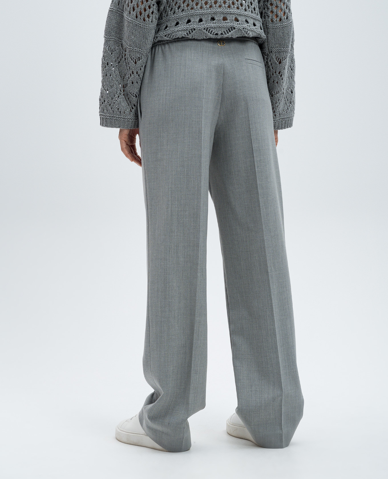 

Gray wool trousers with logo Twinset, Grey
