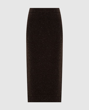 Peserico Brown wool and silk midi skirt S95029F0709095