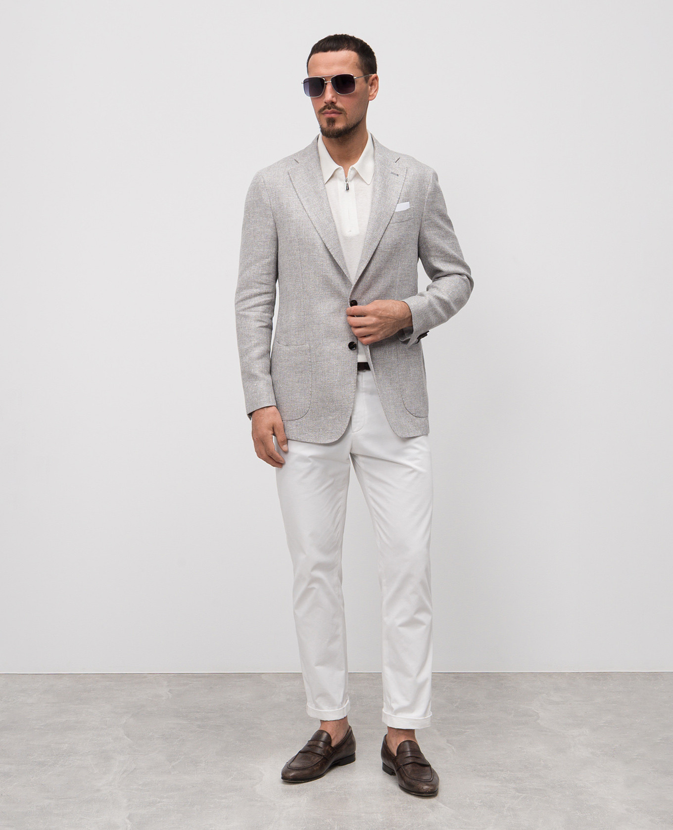 

White silk polo shirt Enrico Mandelli