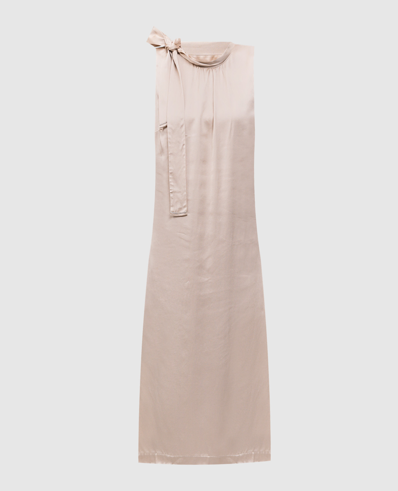 Beige midi dress with monil chain Peserico
