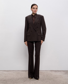 Jacob Lee Brown double-breasted wool jacket WWB2060AW25BWFIT