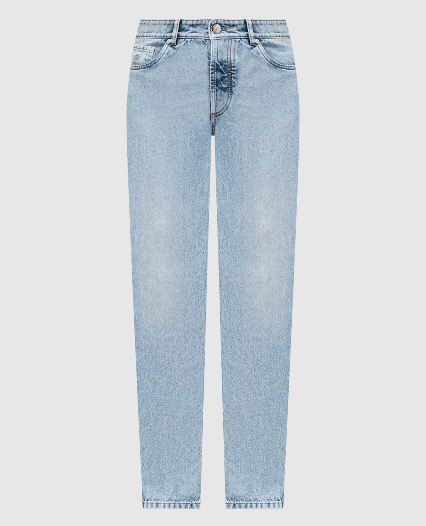 Blue jeans with logo patch Brunello Cucinelli
