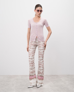 Roberto Cavalli White jeans in an animalistic print with a logo XDJ233