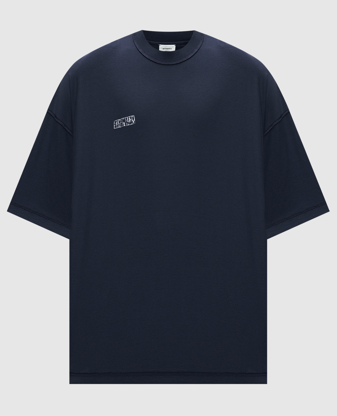 Blue t-shirt with inside out effect and logo vetements