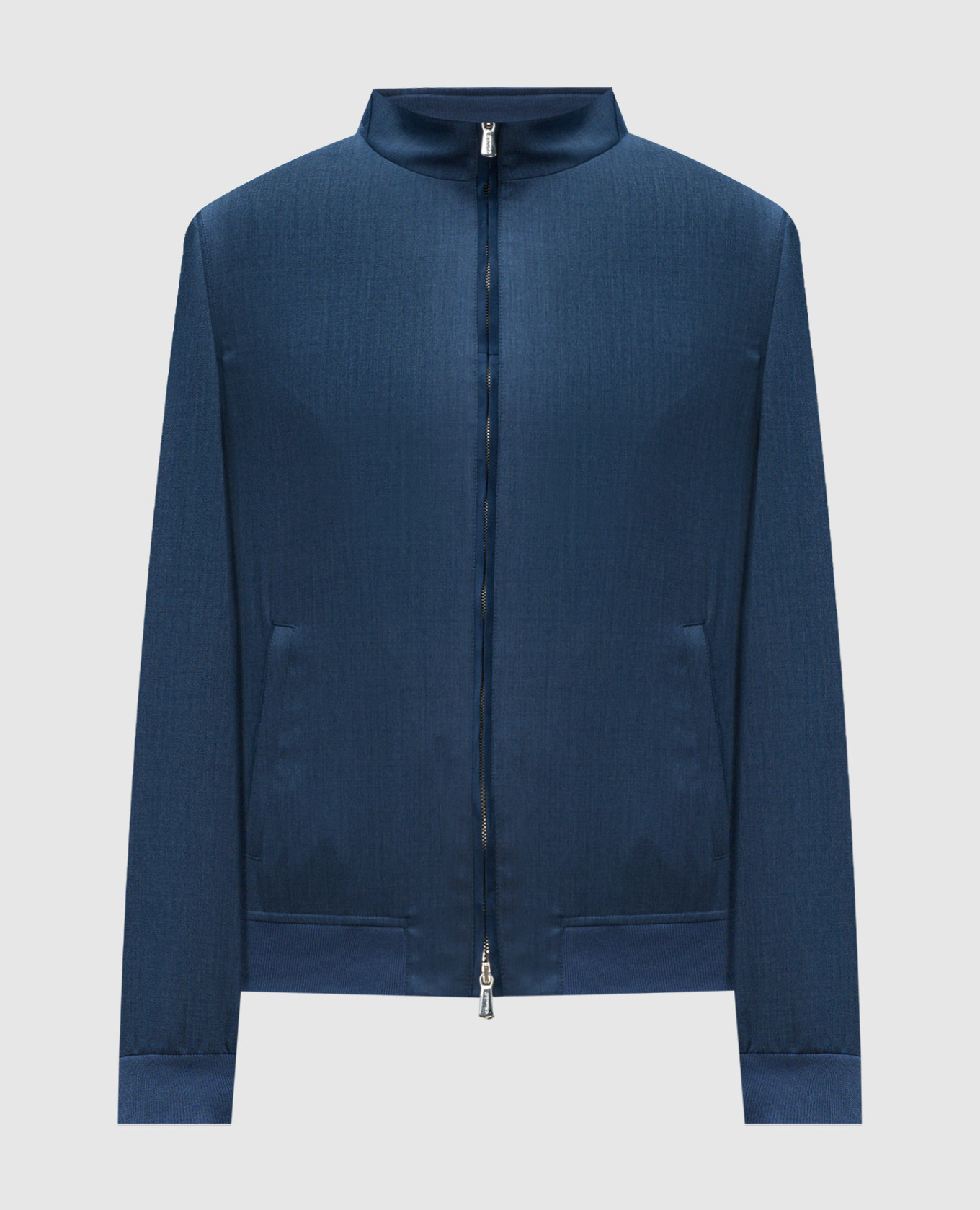 Blue wool jacket with logo embroidery Enrico Mandelli