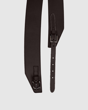 Peserico Brown leather belt with monil chain S32593C0CC686