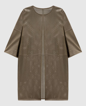 Yves Salomon Green perforated leather trench coat 7EYM22492APXX