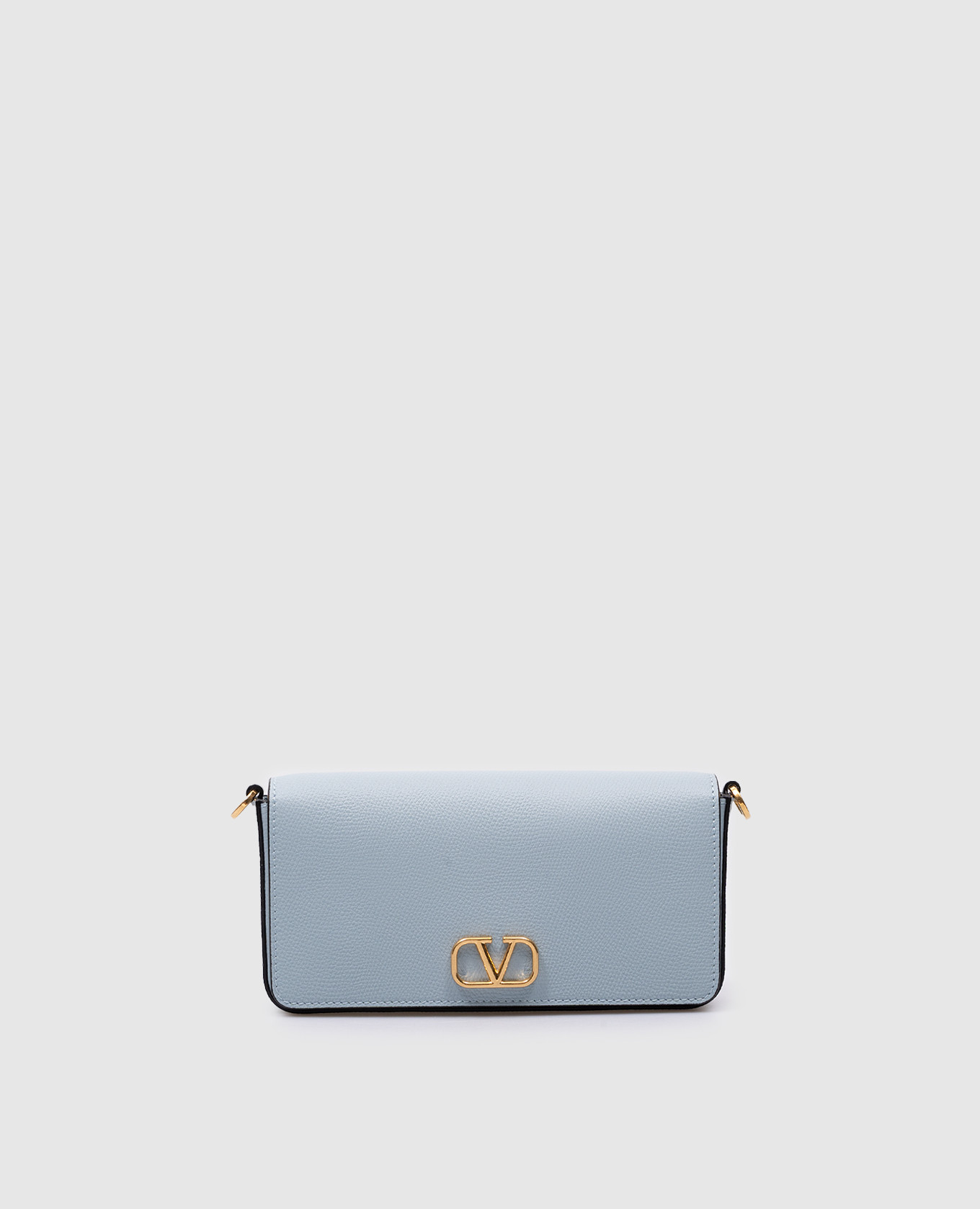 

Garavani VLogo Signatur blue leather clutch with logo Valentino, Light blue