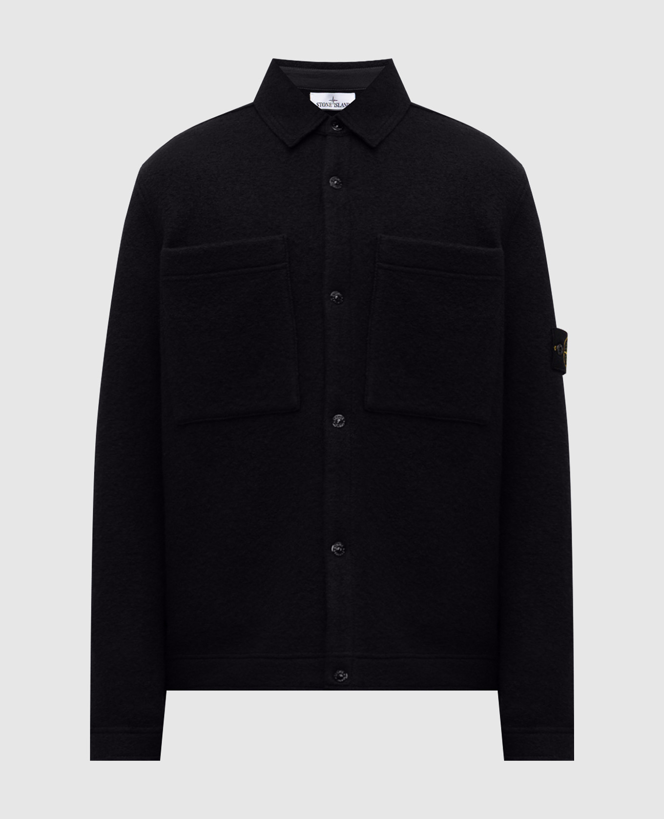 Black insulated wool shirt Stone Island