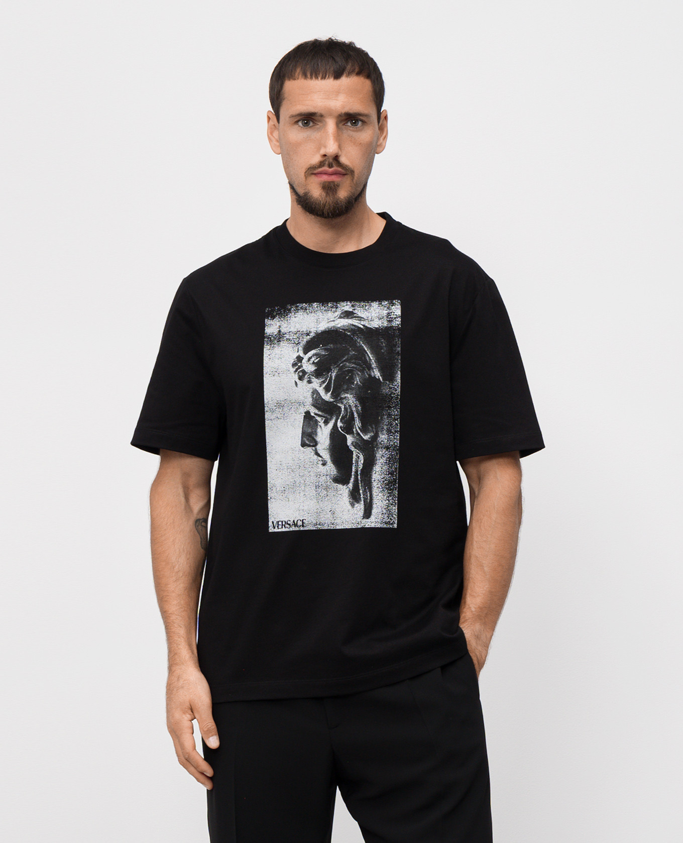 Black T-shirt with print Versace 3
