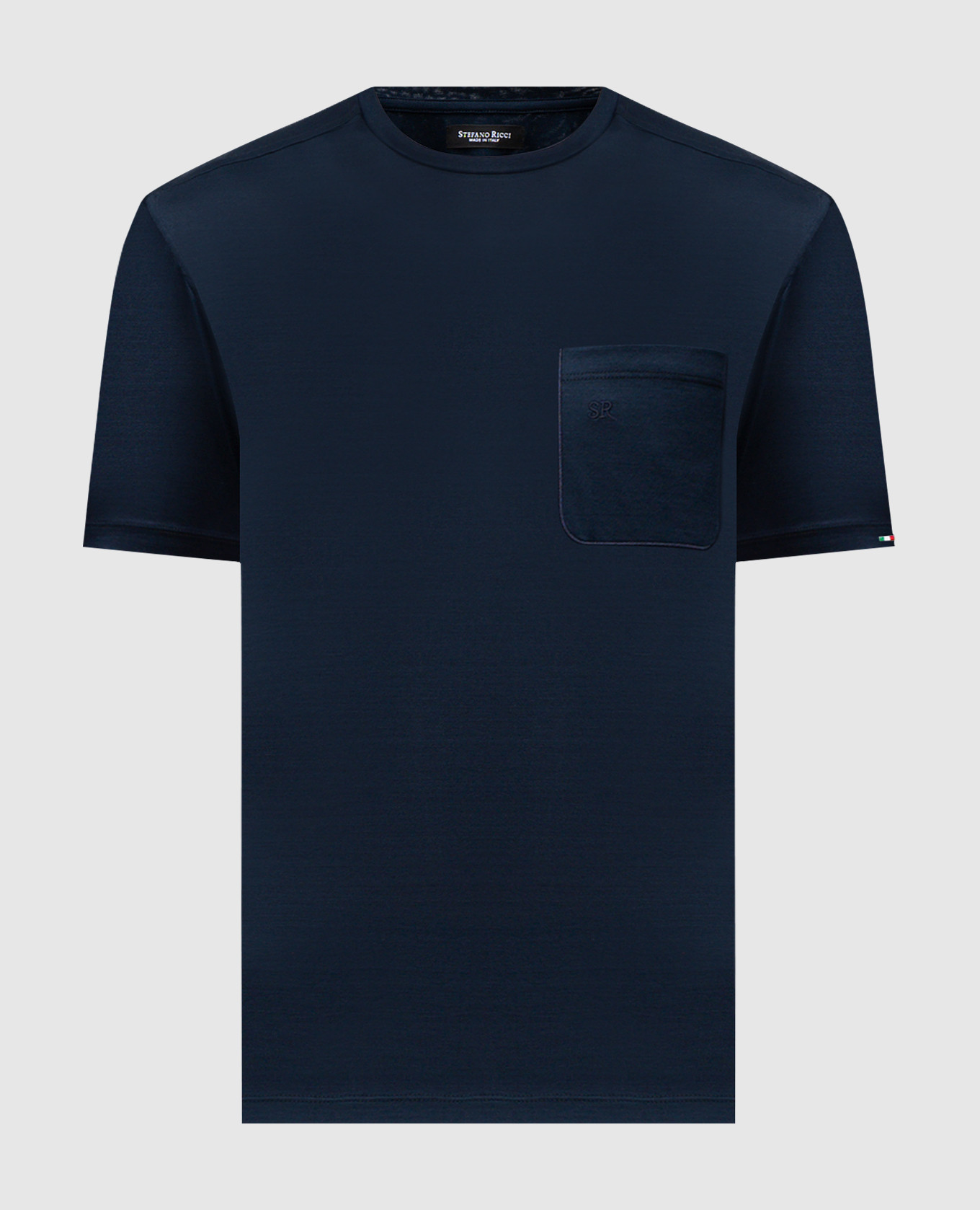 Blue T-shirt with embroidered monogram logo