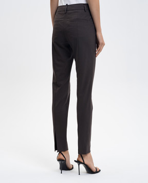 Brunello Cucinelli Brown wool pants with monil chain MPW07P8584