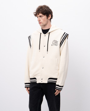 Off-White Beige sports jacket with Arrow embroidery OMEK003S25JER001