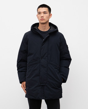 Stone Island Blue down jacket with logo K2S157100008S0026