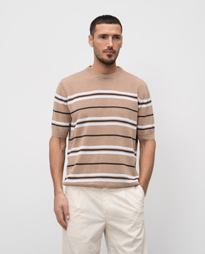 Peserico Beige striped linen T-shirt R59042F12E9056