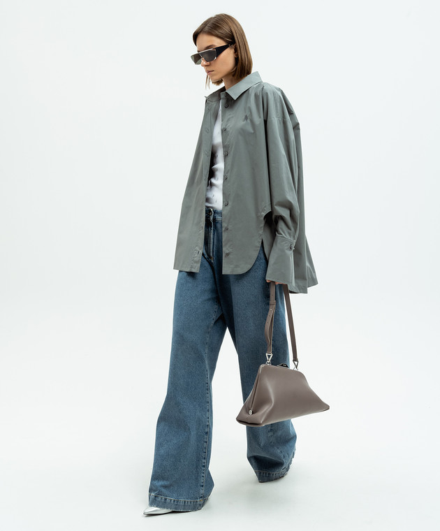 The Attico - Blue flared jeans with logo patch 247WCP190D049