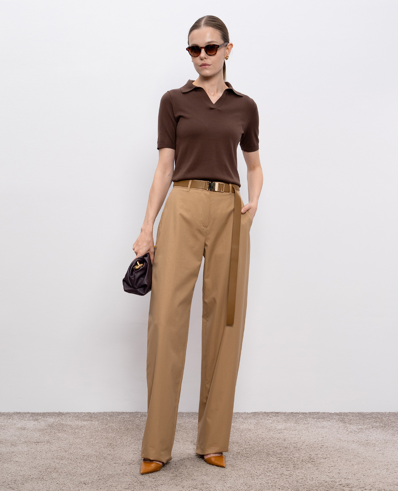 

Beige BLEU pants with belt Max Mara