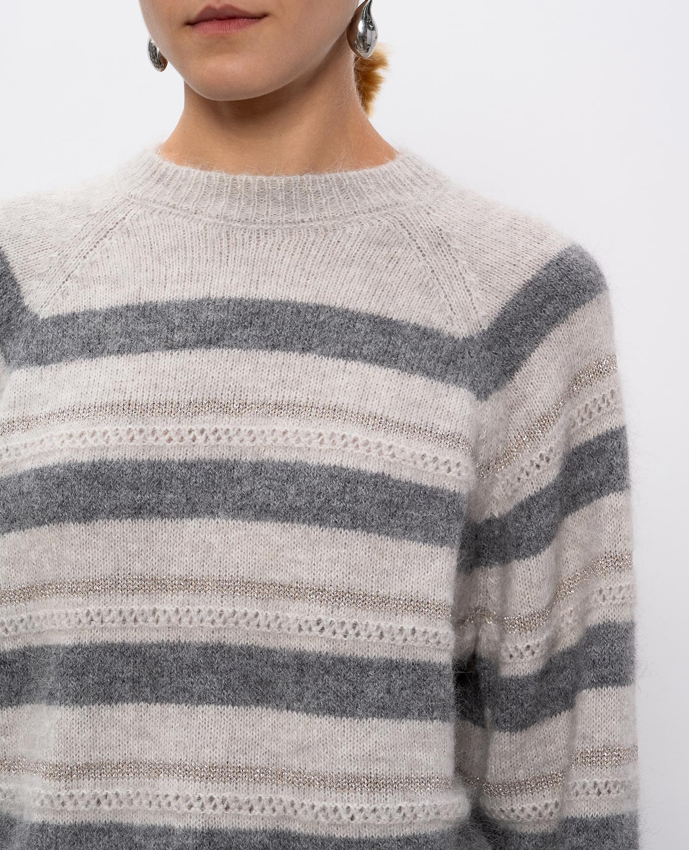 

Gray striped alpaca sweater Twinset, Grey
