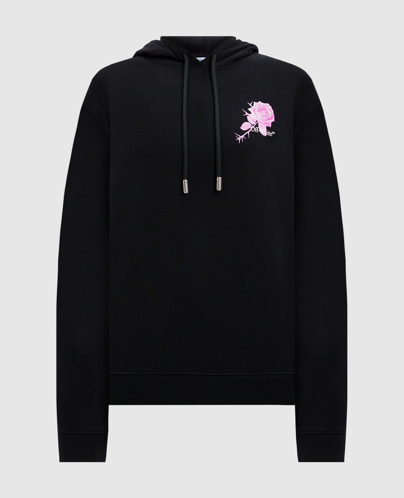 Black hoodie with Bookish rose print Off-White