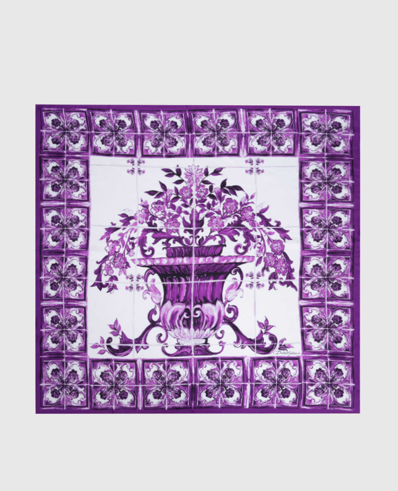 

White silk scarf with Majolica print Dolce&Gabbana