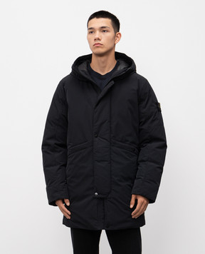 Stone Island Black down jacket with logo K2S157100008S0026