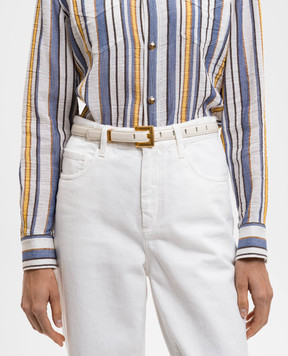 Balmain Anthem White Leather Belt FN1WJ191LSLX