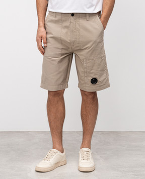 C.P. Company Beige shorts with logo MBE275A006406G