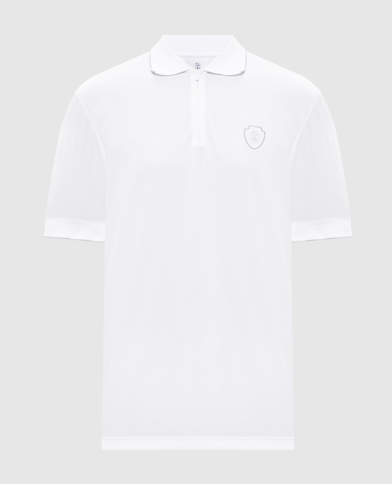 White polo shirt with emblem Brunello Cucinelli
