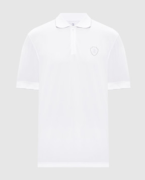 Brunello Cucinelli White polo shirt with emblem MW8641330F