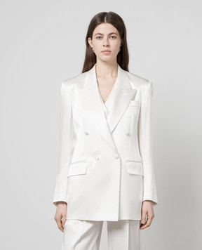 Jacob Lee White double-breasted silk jacket WSB047SS241SSPW