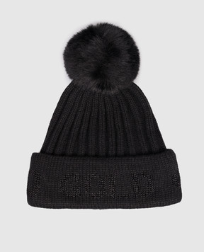 Goldbergh Black HODD hat with pompom GB60001253