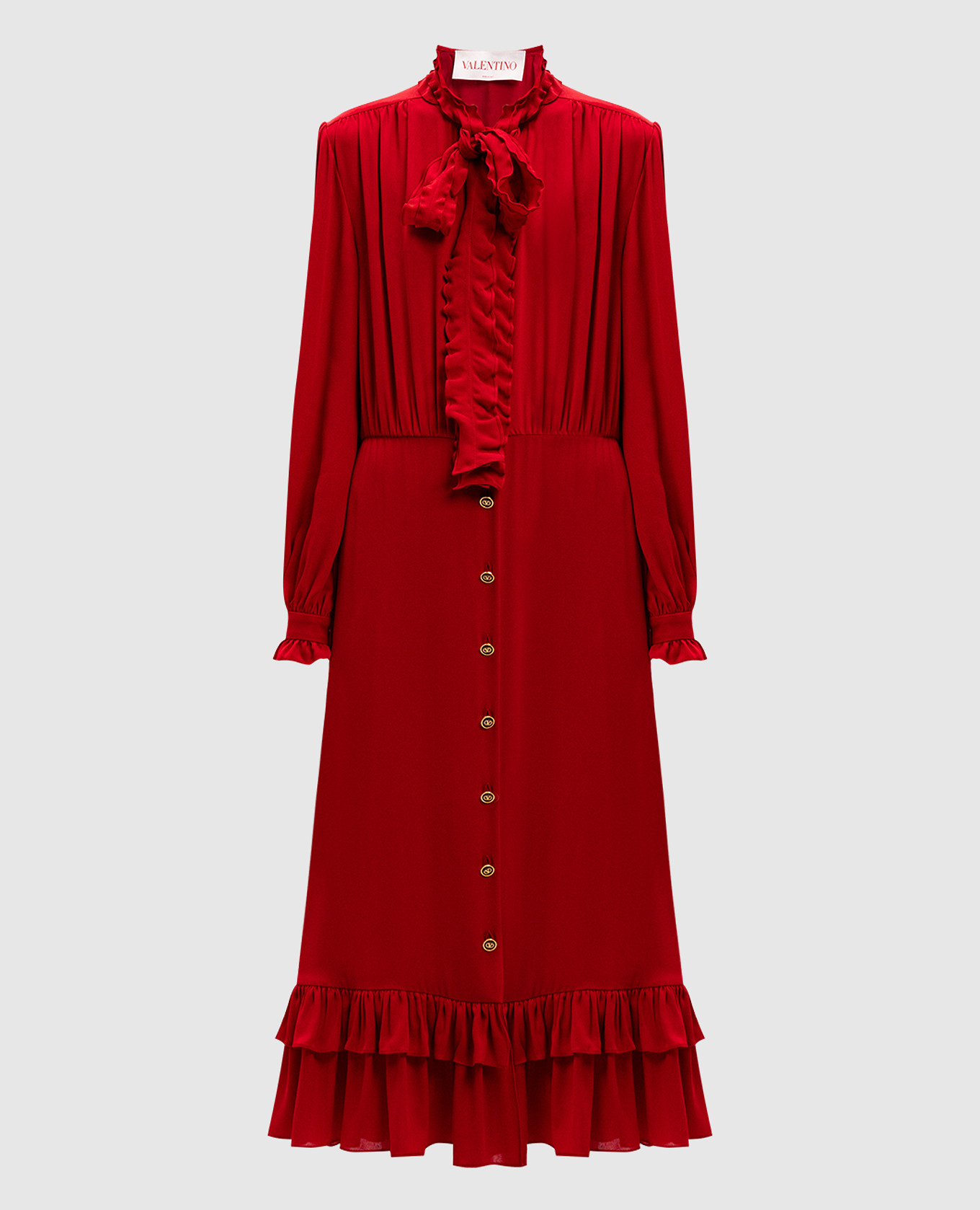 

Red shirt dress made of silk with ruffles Valentino, Black