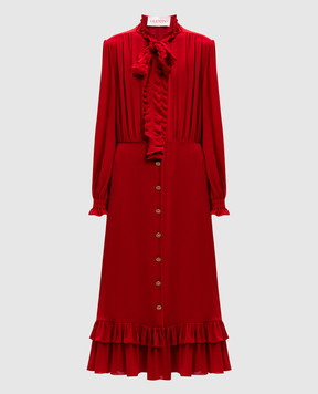 Valentino Red shirt dress made of silk with ruffles 6B3VAF011MH