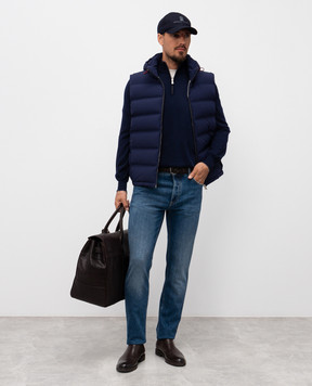 Brunello Cucinelli Blue wool and cashmere jumper with zipper M2400124