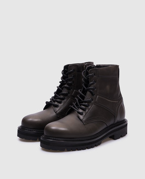 Juun.j Brown leather boots with logo JC49K1P015