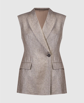 Brunello Cucinelli Beige linen vest with lurex MH5672006