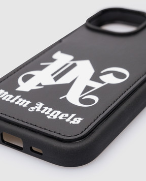 Palm Angels Black case for IPHONE 15 with logo print PWPA028R24LEA001