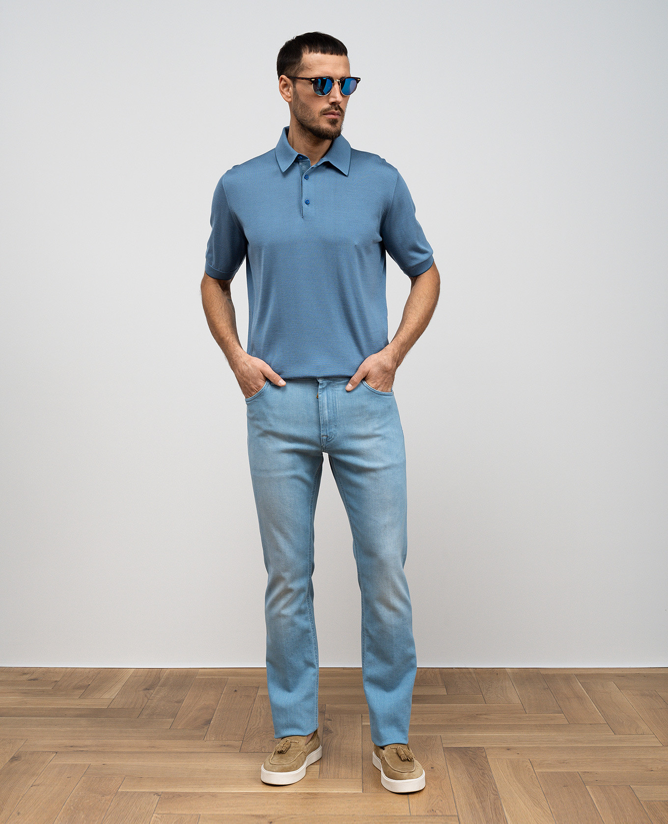 

Blue jeans with a worn effect Stefano Ricci, Light blue