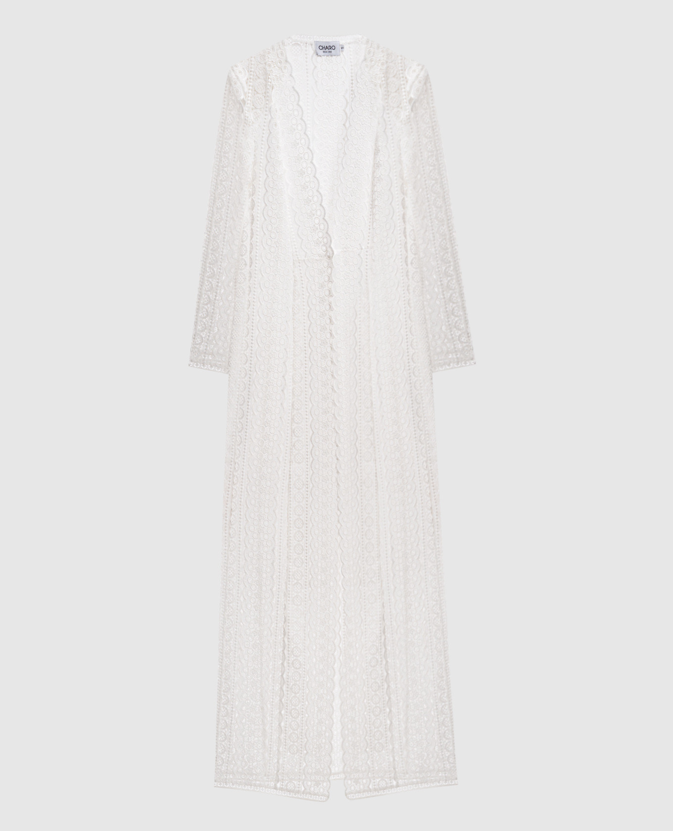 White Nilere Silk Lace Long Cardigan