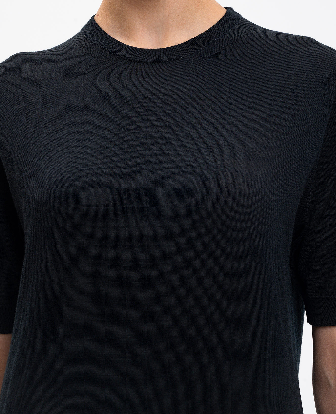 Black CERICE merino wool T-shirt John Smedley 5