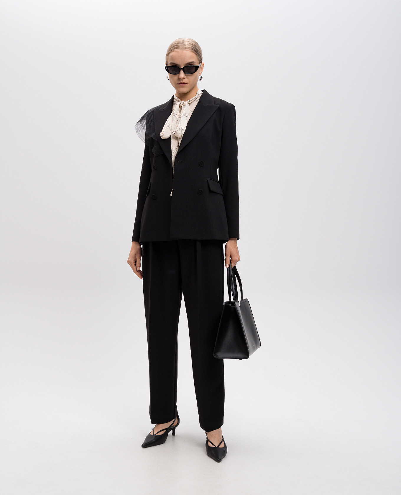 

Black double-breasted jacket with lurex Twinset Actitude