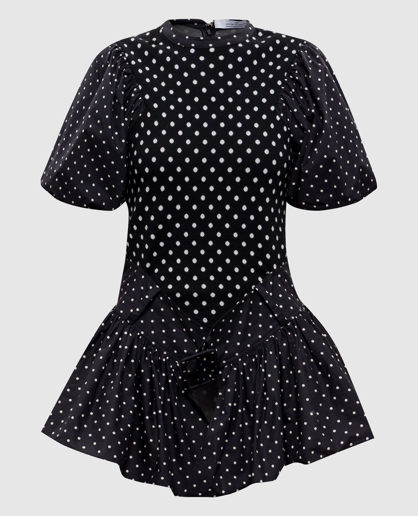Black polka dot top with peplum Rokh