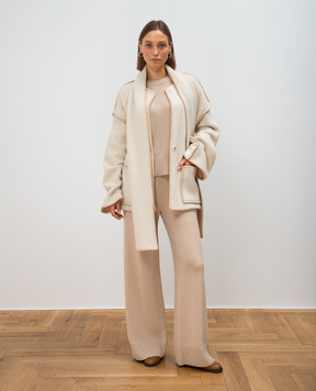 COLOMBO White cashmere coat with scarf S2054J100111