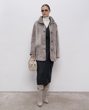 Simonetta Ravizza Gray reversible sheepskin coat Eddy F05CO163H18